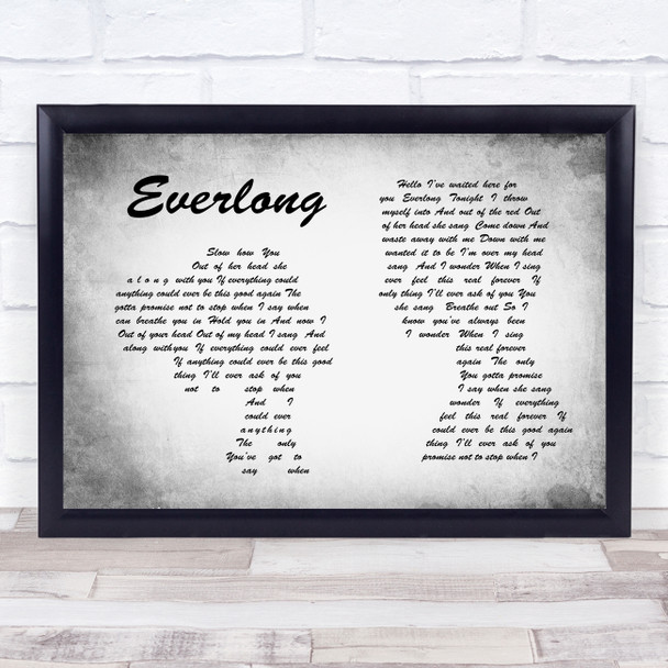 Foo Fighters Everlong Man Lady Couple Grey Song Lyric Quote Print