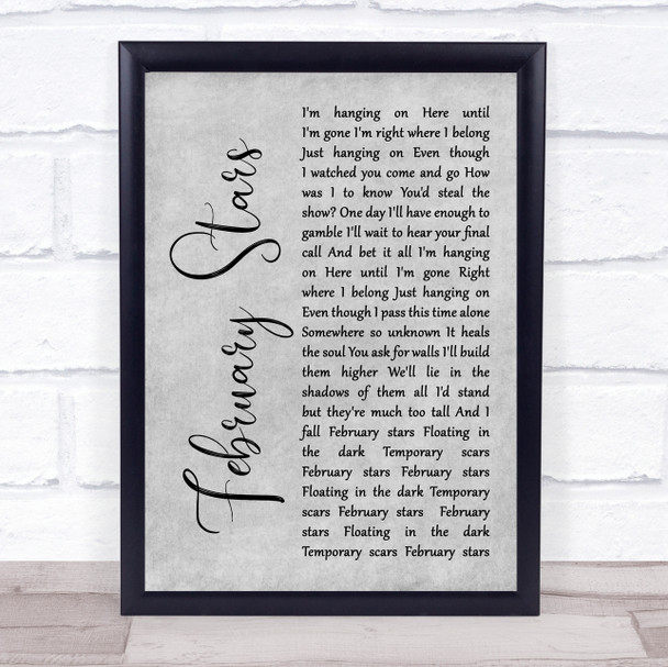 Foo Fighters February Stars Rustic Script Grey Song Lyric Quote Print