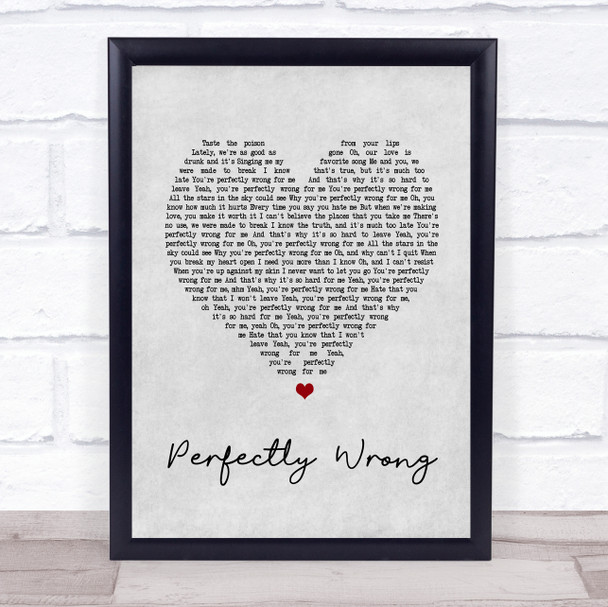 Shawn Mendes Perfectly Wrong Grey Heart Song Lyric Quote Print