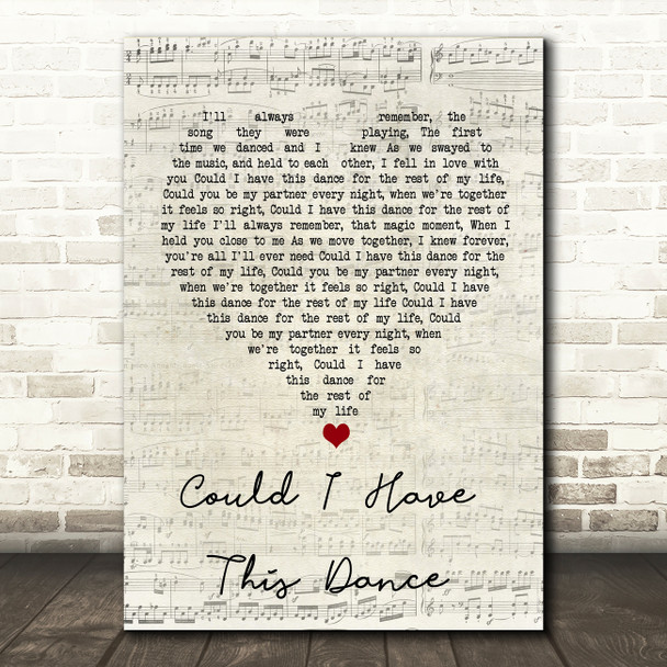 Foster and Allen Could I Have This Dance Script Heart Song Lyric Print