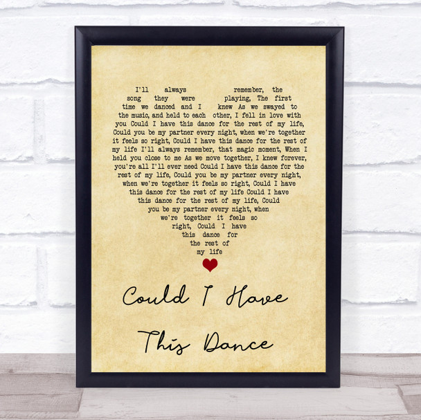 Foster and Allen Could I Have This Dance Vintage Heart Song Lyric Print