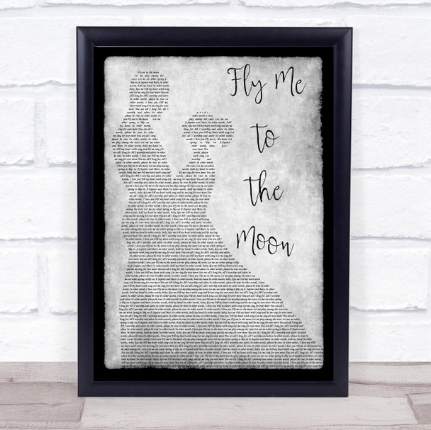 Frank Sinatra Fly Me To The Moon Man Lady Dancing Grey Song Lyric Print