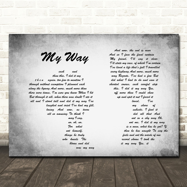 Frank Sinatra My Way Man Lady Couple Grey Song Lyric Quote Print