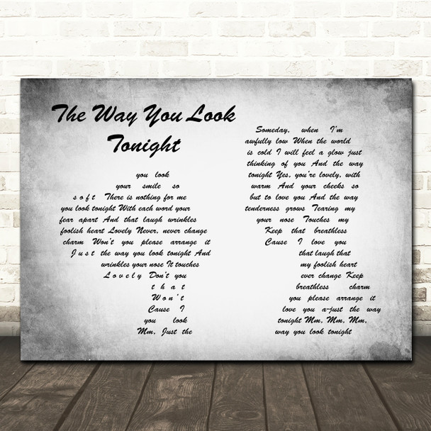 Frank Sinatra The Way You Look Tonight Man Lady Couple Grey Song Lyric Print