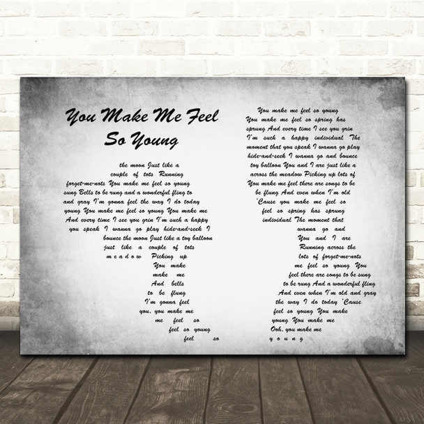 Frank Sinatra You Make Me Feel So Young Man Lady Couple Grey Song Lyric Print