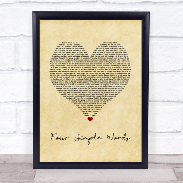 Frank Turner Four Simple Words Vintage Heart Song Lyric Print