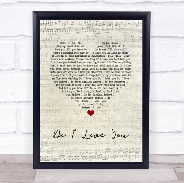 Frank Wilson Do I Love You Script Heart Song Lyric Print