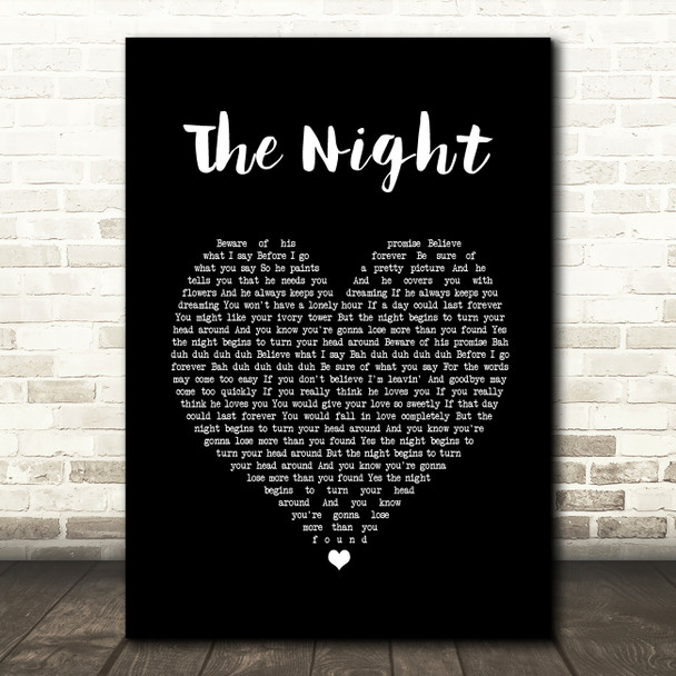 Frankie Valli & The Four Seasons The Night Black Heart Song Lyric Print