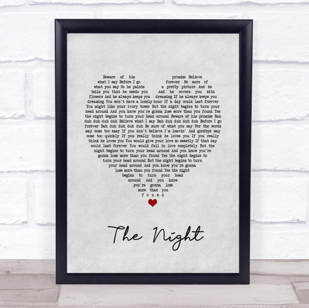 Frankie Valli & The Four Seasons The Night Grey Heart Song Lyric Print