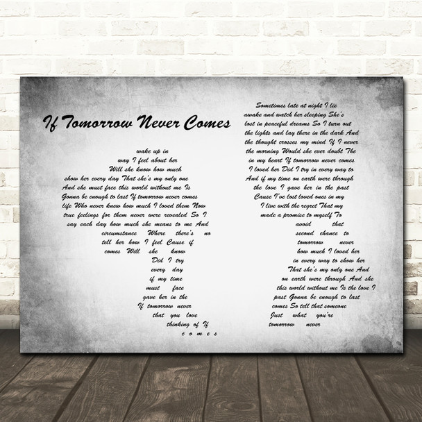 Garth Brooks If Tomorrow Never Comes Man Lady Couple Grey Song Lyric Quote Print