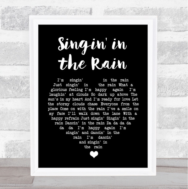 Gene Kelly Singin' in the Rain Black Heart Song Lyric Print