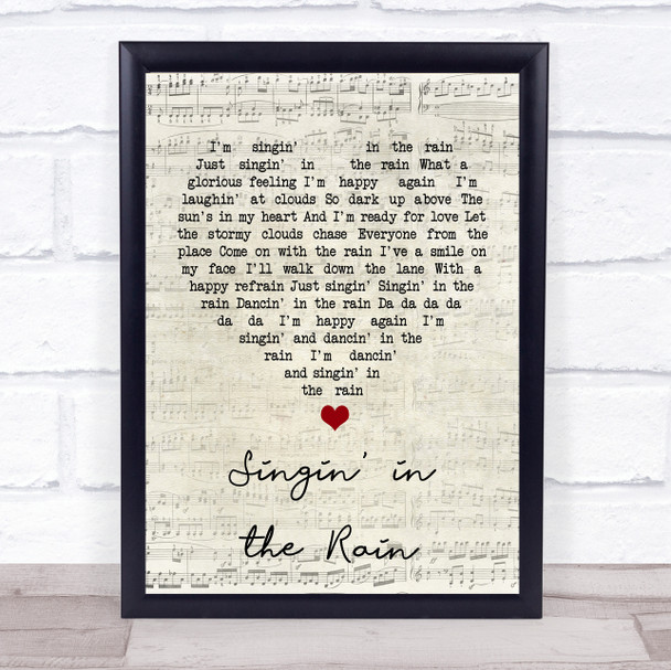 Gene Kelly Singin' in the Rain Script Heart Song Lyric Print