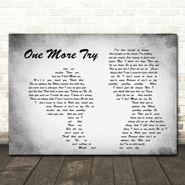 George Michael One More Try Man Lady Couple Grey Song Lyric Quote Print