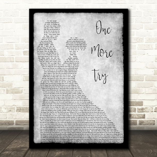 George Michael One More Try Man Lady Dancing Grey Song Lyric Quote Print