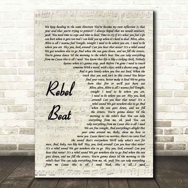 Goo Goo Dolls Rebel Beat Vintage Script Song Lyric Print