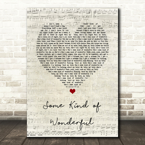 Grand Funk Railroad Some Kind of Wonderful Script Heart Song Lyric Print