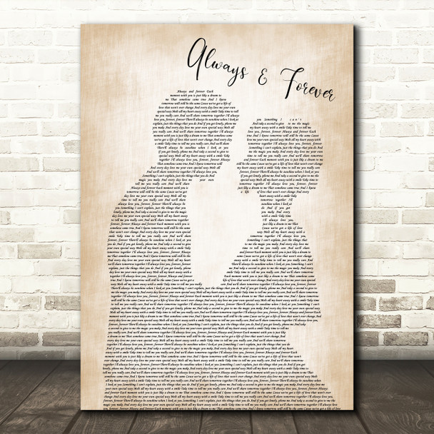 Heatwave Always & Forever Man Lady Bride Groom Wedding Song Lyric Print