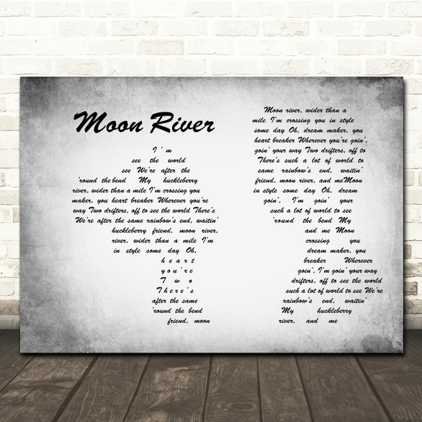 Henry Mancini Moon river Man Lady Couple Grey Song Lyric Print