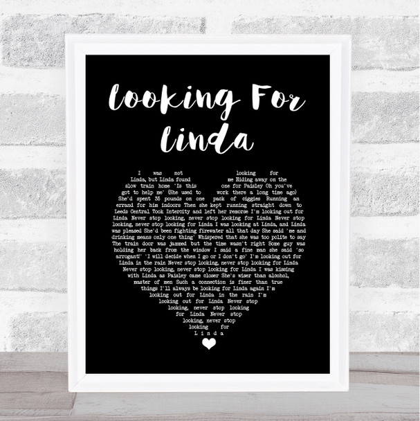 Hue & Cry Looking For Linda Black Heart Song Lyric Print