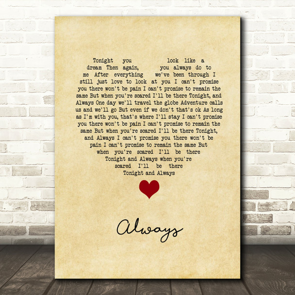 I Fight Dragons Always Vintage Heart Song Lyric Print