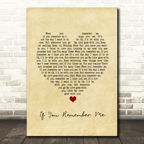 If You Remember Me Barry Manilow Vintage Heart Song Lyric Print