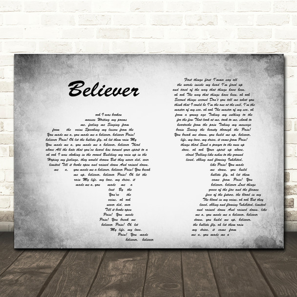 Imagine Dragons Believer Man Lady Couple Grey Song Lyric Quote Print