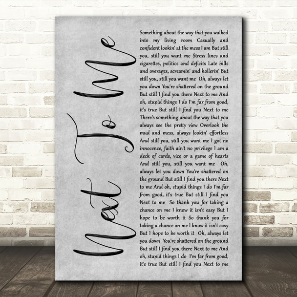 Imagine Dragons Next To Me Rustic Script Grey Song Lyric Quote Print