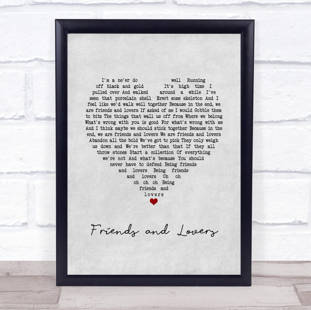Incubus Friends and Lovers Grey Heart Song Lyric Print
