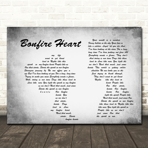 James Blunt Bonfire Heart Man Lady Couple Grey Song Lyric Quote Print