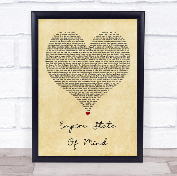 Jay-Z feat Alicia Keys Empire State Of Mind Vintage Heart Song Lyric Print