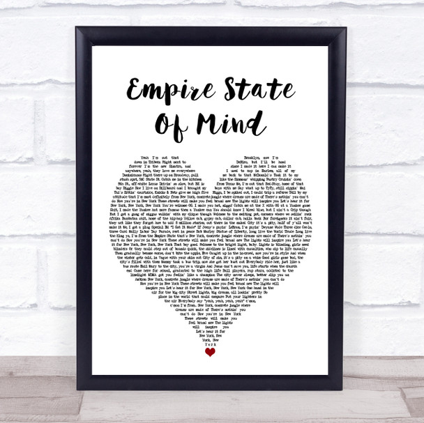 Jay-Z feat Alicia Keys Empire State Of Mind White Heart Song Lyric Print