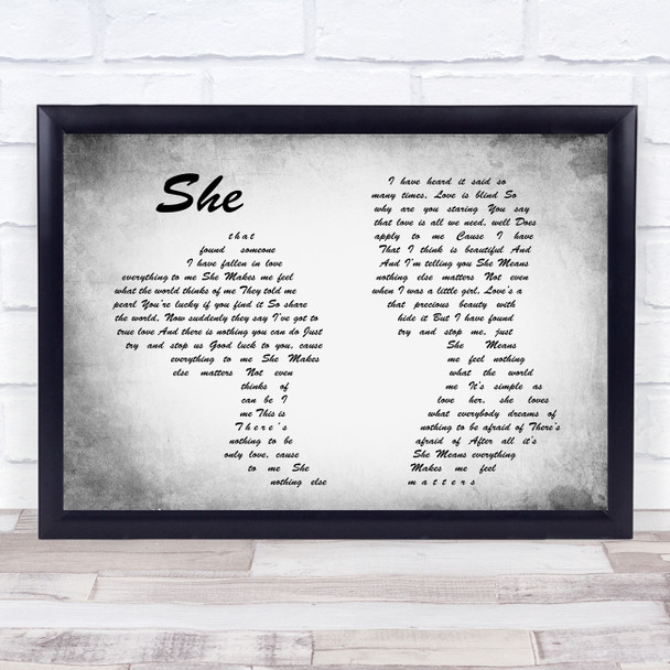 Jen foster She Man Lady Couple Grey Song Lyric Quote Print