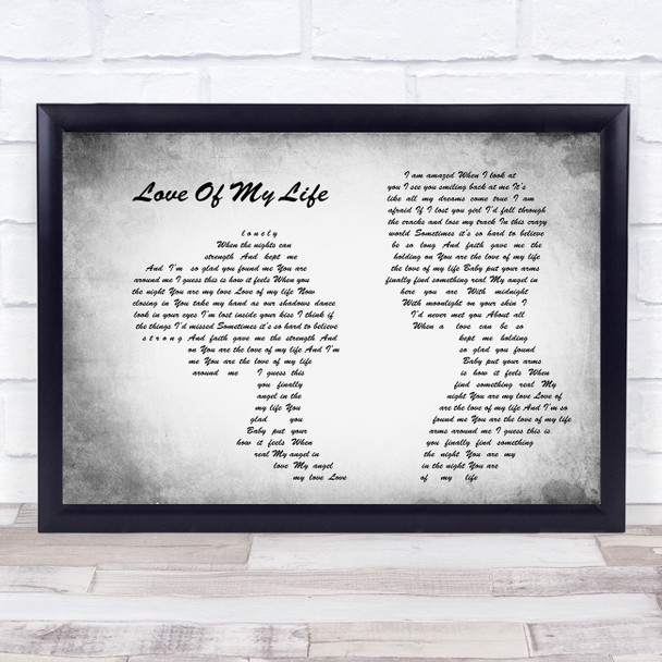 Jim Brickman Love Of My Life Man Lady Couple Grey Song Lyric Quote Print