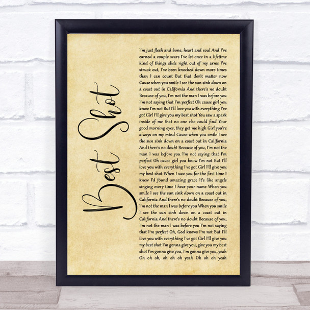 Jimmie Allen Best Shot Rustic Script Song Lyric Print