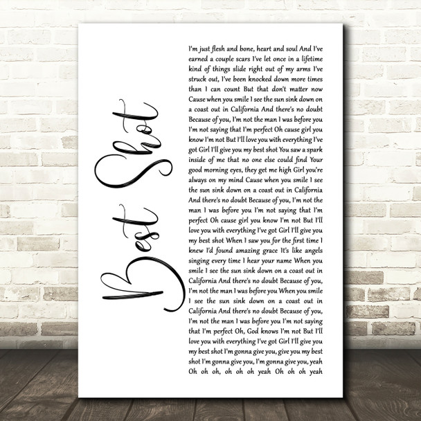 Jimmie Allen Best Shot White Script Song Lyric Print