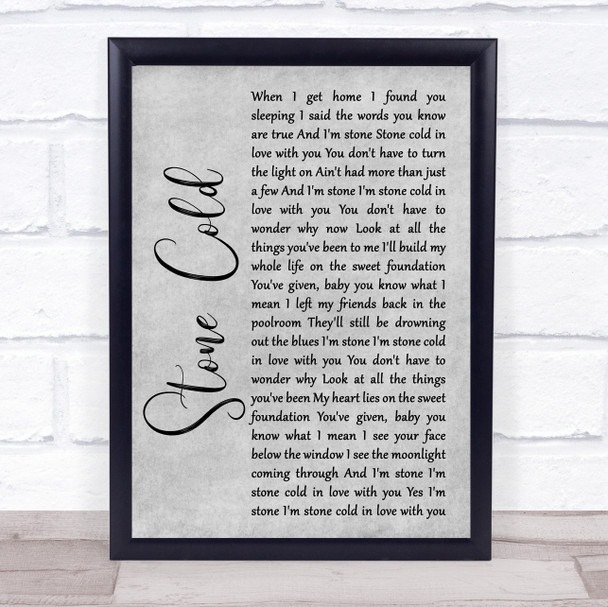 Jimmy Barnes Stone Cold Rustic Script Grey Song Lyric Quote Print