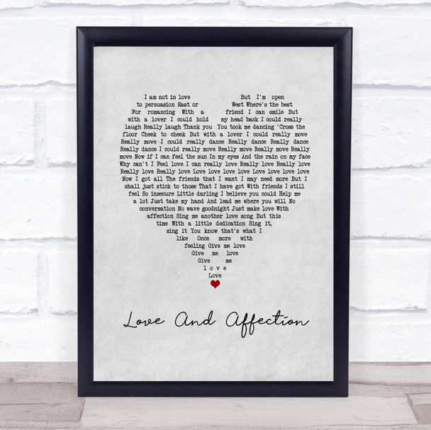 Joan Armatrading Love And Affection Grey Heart Song Lyric Print