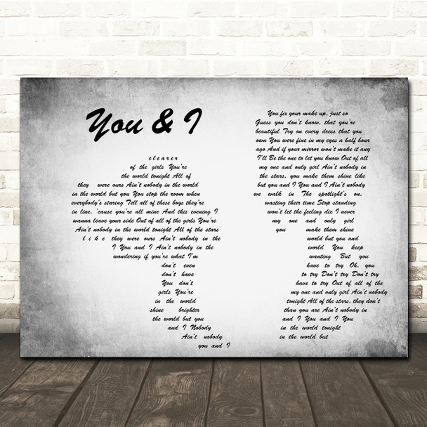 John Legend You & I Man Lady Couple Grey Song Lyric Quote Print