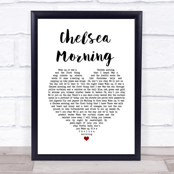 Joni Mitchell Chelsea Morning White Heart Song Lyric Print