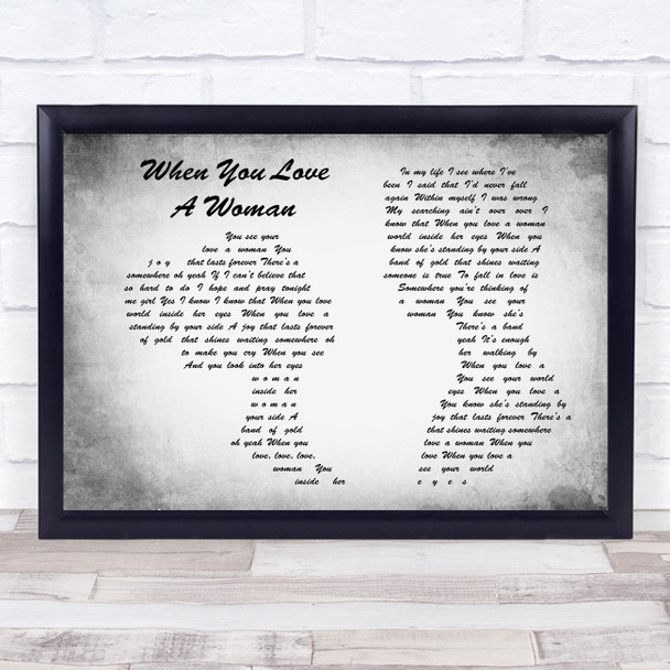 Journey When You Love A Woman Man Lady Couple Grey Song Lyric Print