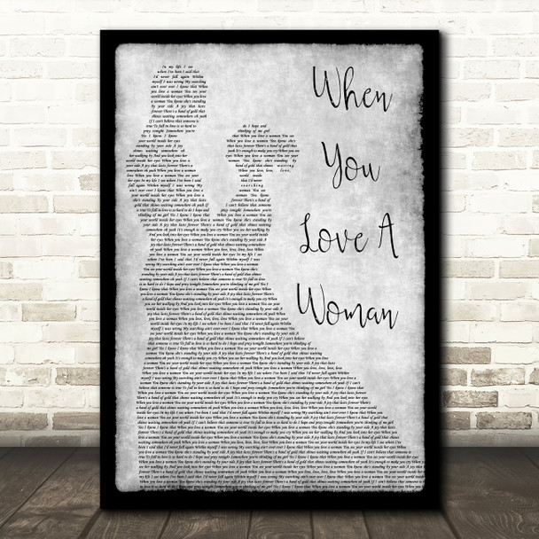 Journey When You Love A Woman Man Lady Dancing Grey Song Lyric Print