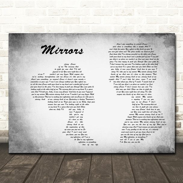 Justin Timberlake Mirrors Man Lady Couple Grey Song Lyric Print