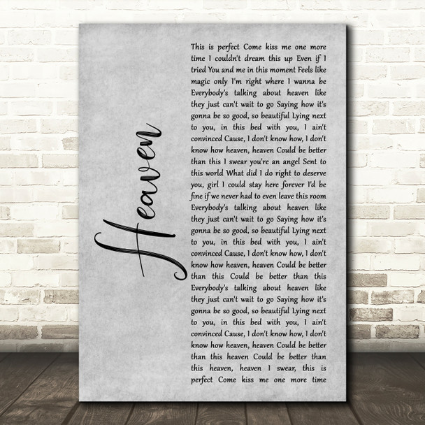 Kane Brown Heaven Grey Rustic Script Song Lyric Print