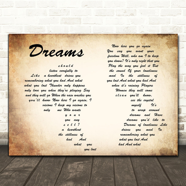 Fleetwood Mac Dreams Man Lady Couple Song Lyric Quote Print