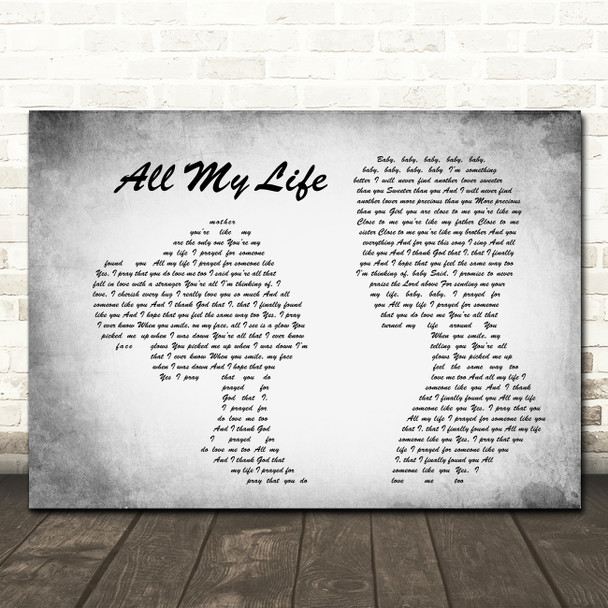 K-Ci & JoJo All My Life Man Lady Couple Grey Song Lyric Quote Print