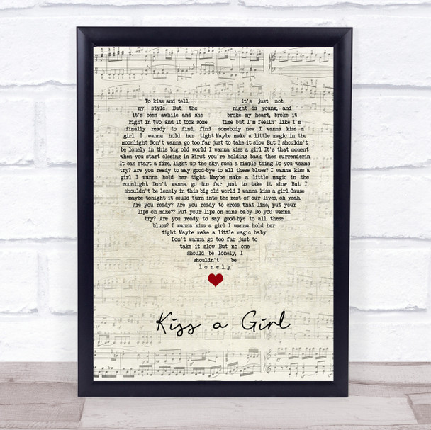 Keith Urban Kiss A Girl] Script Heart Song Lyric Print