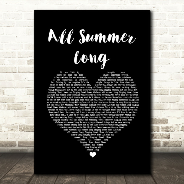 Kid Rock All Summer Long Black Heart Song Lyric Print