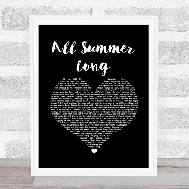 Kid Rock All Summer Long Black Heart Song Lyric Print