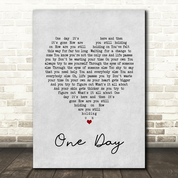 Kodaline One Day Grey Heart Song Lyric Print