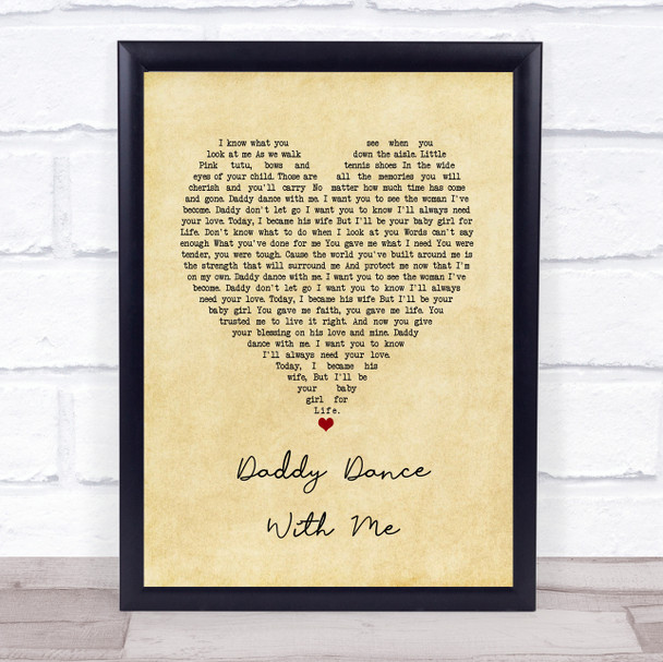 Krystal Keith Daddy Dance With Me Vintage Heart Song Lyric Print